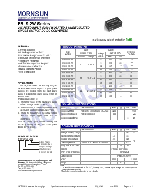 FB1205S-2W Datasheet PDF MORNSUN Science& Technology Ltd.