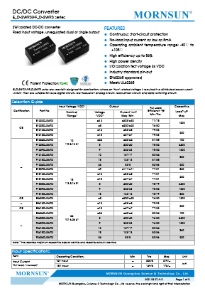 E1509D-2WR3 Datasheet PDF MORNSUN Science& Technology Ltd.