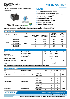 F0512N-1WR3 Datasheet PDF MORNSUN Science& Technology Ltd.