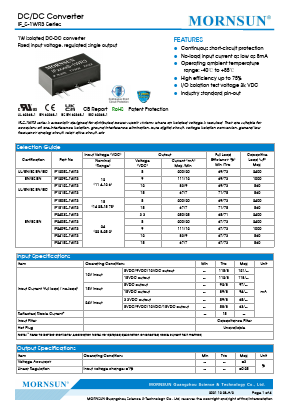 IF_S-1WR3 Datasheet PDF MORNSUN Science& Technology Ltd.