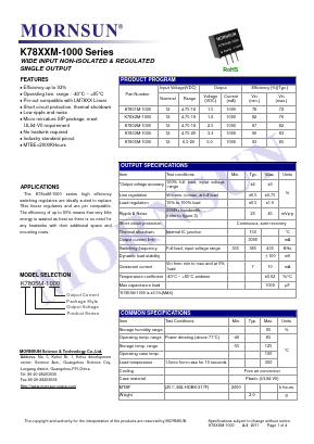 K7801M-1000 Datasheet PDF MORNSUN Science& Technology Ltd.