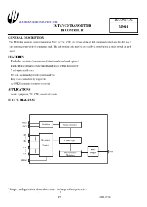 M3014 Datasheet PDF MOSDESIGN SEMICONDUCTOR CORP