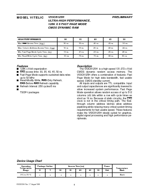 V53C8125H35 Datasheet PDF Mosel Vitelic, Corp