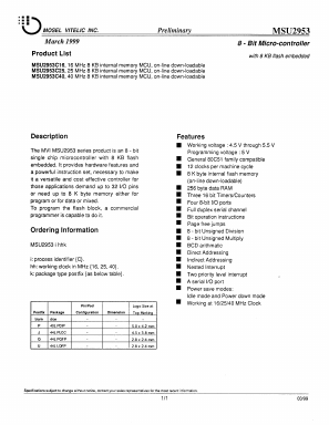 MSU2953C25 Datasheet PDF Mosel Vitelic, Corp