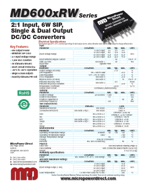 MD605D-12RW Datasheet PDF MicroPower Direct, LLC