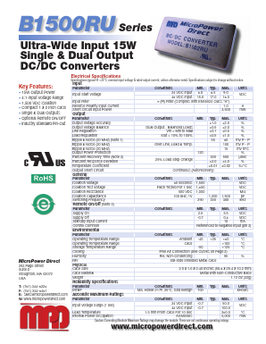 B1501RU Datasheet PDF MicroPower Direct, LLC