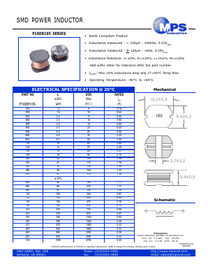 P10DR105 Datasheet PDF MPS Industries, Inc.