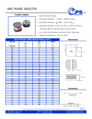 P10DR73 Datasheet PDF MPS Industries, Inc.