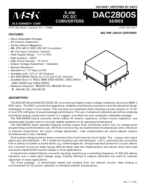 5962-93093 Datasheet PDF M.S. Kennedy Corporation