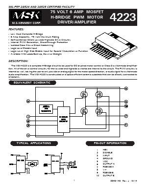 MSK4223D Datasheet PDF M.S. Kennedy Corporation