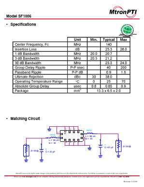 SF1006 Datasheet PDF MTRONPTI