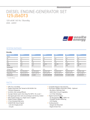 125-JS6DT3 Datasheet PDF MTU Onsite Energy Corporation