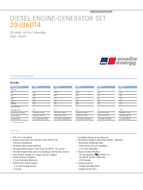 20-JS6DT4 Datasheet PDF MTU Onsite Energy Corporation