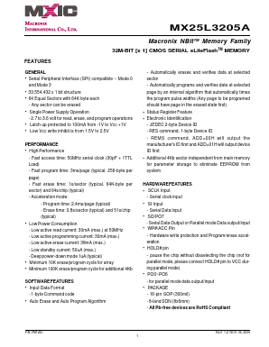 MX25L3205AMC-20G Datasheet PDF Macronix International