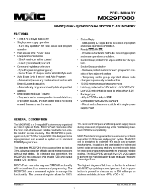 MX29F080MC-12 Datasheet PDF Macronix International