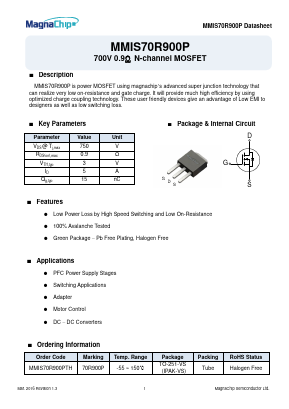 70R900P Datasheet PDF MagnaChip Semiconductor