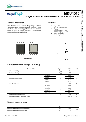 MDU1513 Datasheet PDF MagnaChip Semiconductor