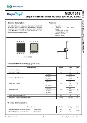 MDU1518 Datasheet PDF MagnaChip Semiconductor