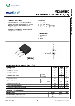 MDIS5N50 Datasheet PDF MagnaChip Semiconductor