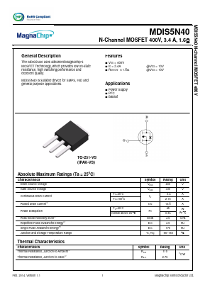 MDIS5N40 Datasheet PDF MagnaChip Semiconductor