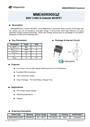 MMD80R900QZ Datasheet PDF MagnaChip Semiconductor