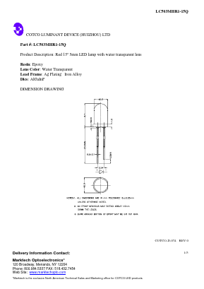 LC503MHR1-15Q Datasheet PDF Marktech Optoelectronics