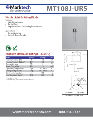MT108JUR5 Datasheet PDF Marktech Optoelectronics