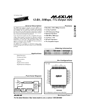 MAX1172 Datasheet PDF Maxim Integrated