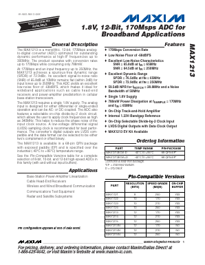 MAX1213 Datasheet PDF Maxim Integrated