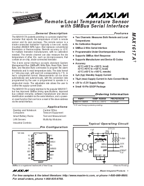 MAX1617A Datasheet PDF Maxim Integrated