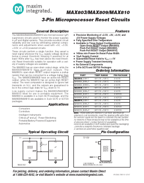 MAX809M Datasheet PDF Maxim Integrated