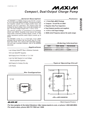 MAX865 Datasheet PDF Maxim Integrated
