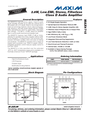MAX9715ETE Datasheet PDF Maxim Integrated