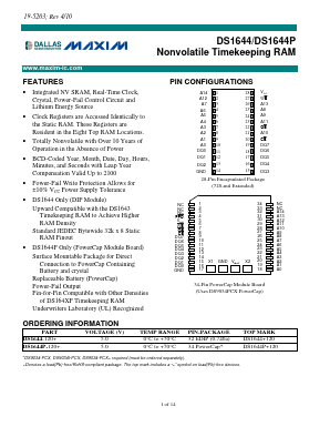 DS1644+120 Datasheet PDF Maxim Integrated