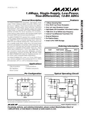 MAX1274 Datasheet PDF Maxim Integrated