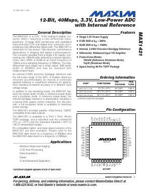 MAX1421ECM+ Datasheet PDF Maxim Integrated