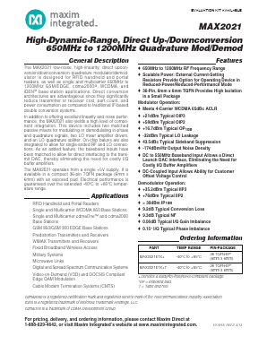 MAX2021 Datasheet PDF Maxim Integrated