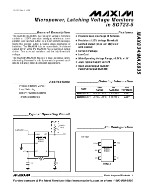MAX834 Datasheet PDF Maxim Integrated