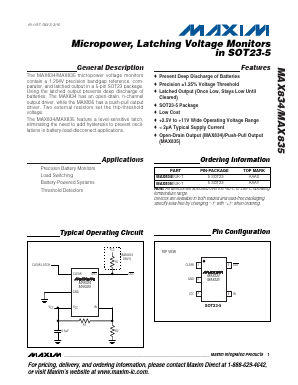 MAX834EUK-T Datasheet PDF Maxim Integrated