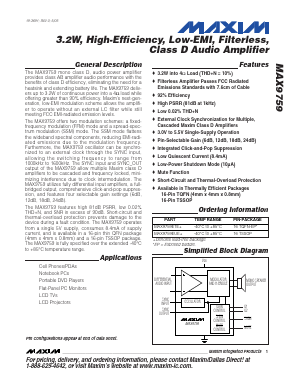 MAX9759ETE+ Datasheet PDF Maxim Integrated