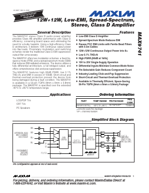 MAX9741ETN+ Datasheet PDF Maxim Integrated