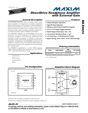 MAX9820ETB+ Datasheet PDF Maxim Integrated