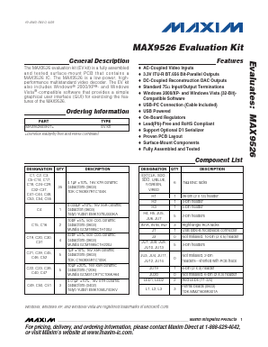 MAX9526EVKIT Datasheet PDF Maxim Integrated