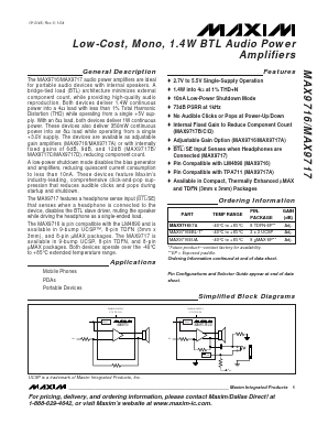 MAX9716 Datasheet PDF Maxim Integrated