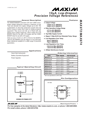 MAX872CSA Datasheet PDF Maxim Integrated