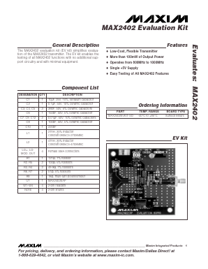 MAX2402EVKIT-SO Datasheet PDF Maxim Integrated