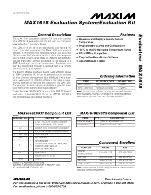 MAX1618EVKIT Datasheet PDF Maxim Integrated