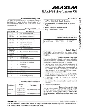 MAX2406EVKIT Datasheet PDF Maxim Integrated