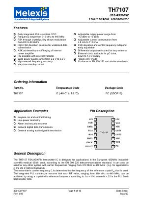 TH7107 Datasheet PDF Melexis Microelectronic Systems 