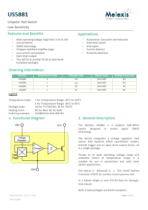US5881E Datasheet PDF Melexis Microelectronic Systems 